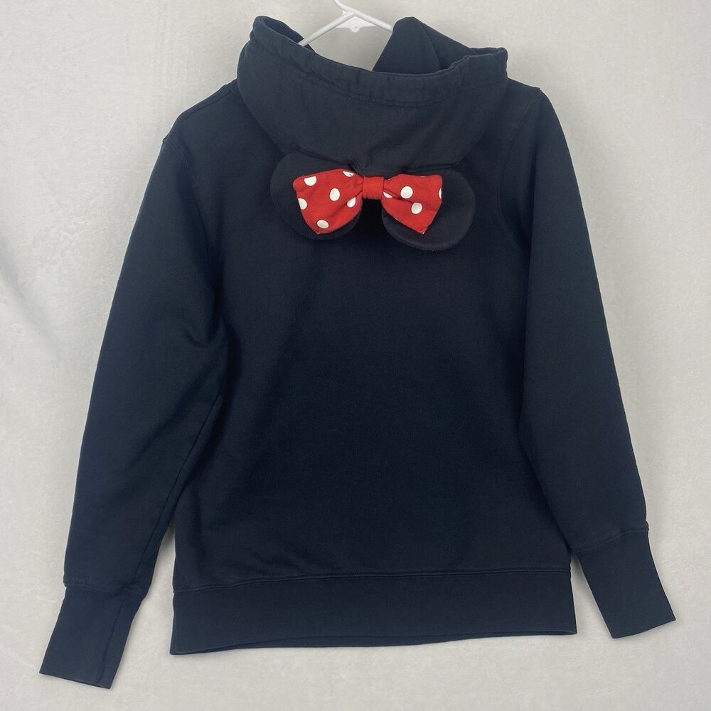 Disney Minnie Mouse Sweater Womens Medium Black Red Hoodie Sweatshirt Pullover - Picture 3 of 10